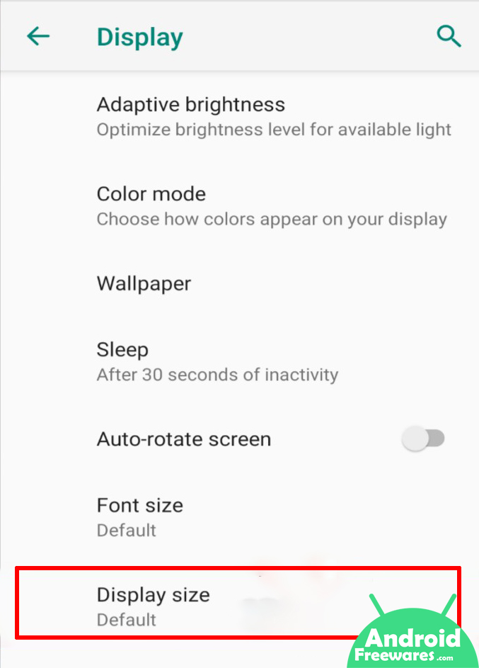 change screen resolution size android
