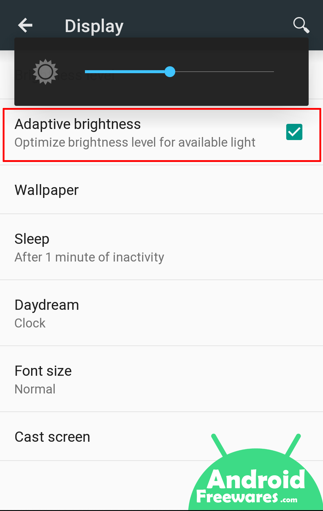 turn off adaptive brightness