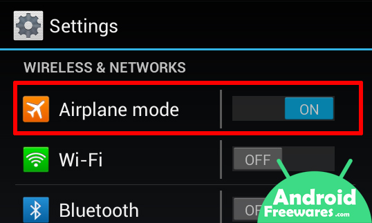 turn on airplane mode